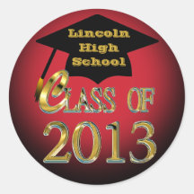 Red Black & Gold Class Of 2013 Graduation Stickers