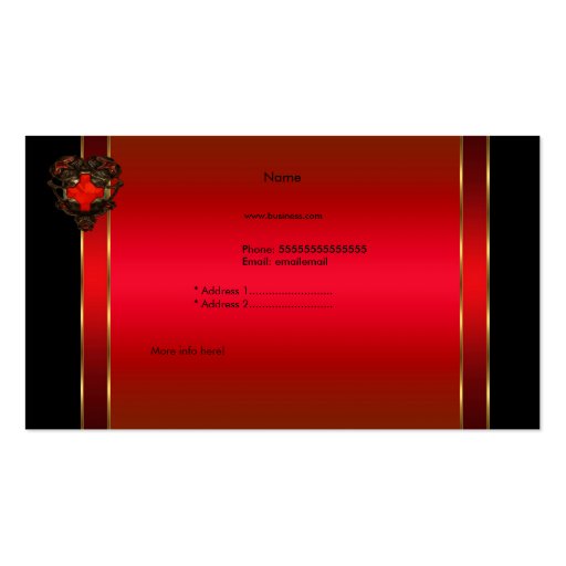 Red Black Gold Elegant Boutique Red Profile Business Cards (back side)