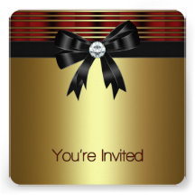 Red Black Gold Party Invites