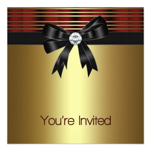 Red Black Gold Party Invites