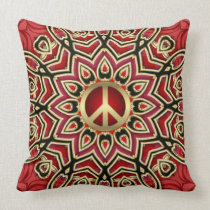 Red Black Gold Peace Geometric Batik Cushion Throw Pillow