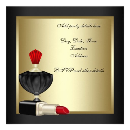 Red Black Gold Womans 50th Birthday Party Invitations