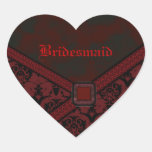 Red & Black Goth Lace Wedding Heart Sticker