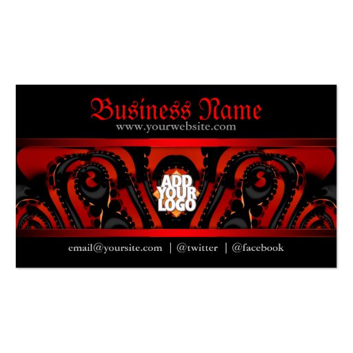 Red+Black Gothic Tribal w/ Logo Business Card (back side)