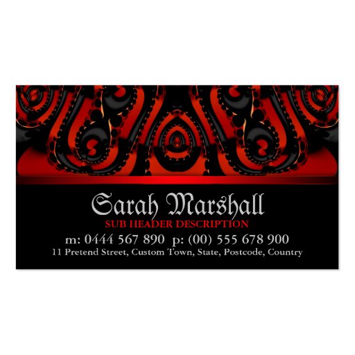 Red+Black Gothic Tribal w/ Logo Business Card (front side)