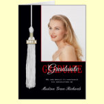 Red/Black Graduation Party Invitation Photo Card cards