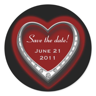 Red & Black Heart Save the Date Sticker Sheet