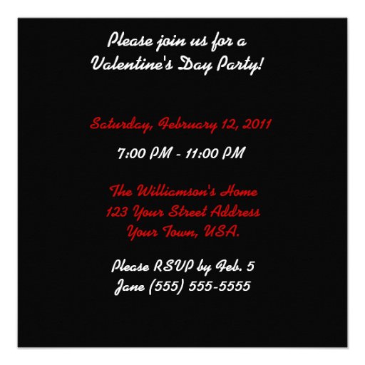 Red Black Hearts Valentines Day Party Invitations