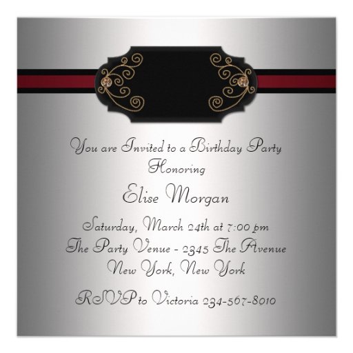 Red Black High Heel Shoes Birthday Party Invitations