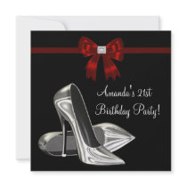 Red Black High Heels Womans 21st Birthday Personalized Announcement