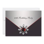 Red Black Jewel Womans 40th Birthday Party Invite