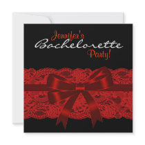 Red Black Lace Bachelorette Party Invitation