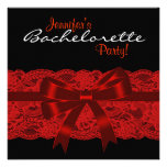 Red Black Lace Bachelorette Party Invitation