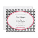 Red black lace oval preppy wedding save the date invitation