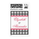 Red black lace preppy custom name wedding postage stamp