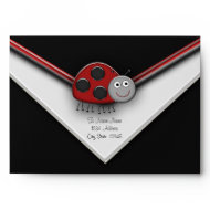 Red & Black Lady Bug Black Envelopes envelope