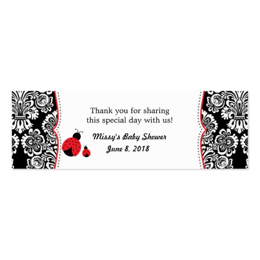 Red Black ladybug damask baby shower favor tag Business Card Templates