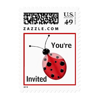 Red & Black Ladybug Invitation Stamp