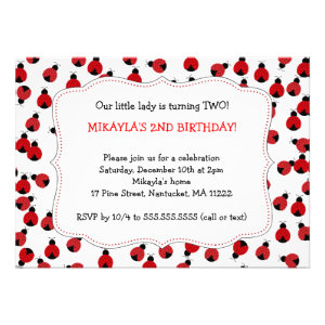 Red & Black Ladybugs Birthday Party invites