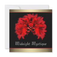 Red Black Mask gold, Midnight Mystique invitation