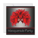 Red Black Mask Masquerade Party invitation