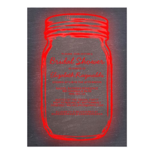 Red & Black Mason Jar Bridal Shower Invitations