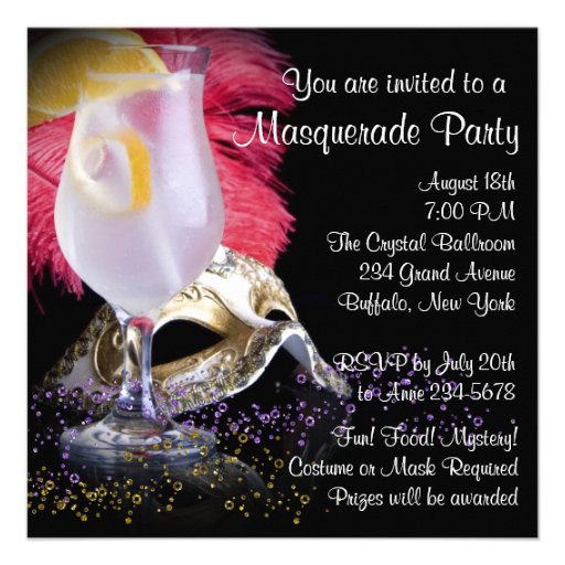Red Black Masquerade Party Invitations (front side)