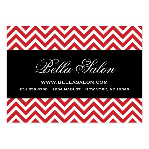 Red & Black Modern Chevron Stripes Business Cards (front side)
