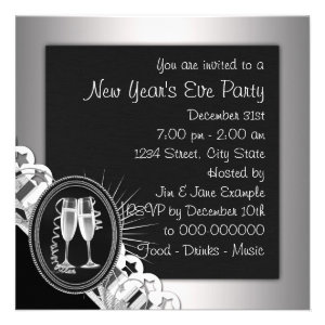 Red Black New Years Eve Party Invitations