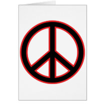 Red & Black Peace Symbol Greeting Cards