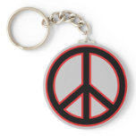 Red & Black Peace Symbol Key Chain