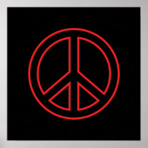 Red & Black Peace Symbol Poster