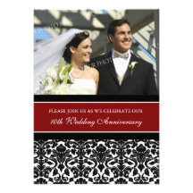 Red Black Photo 10th Anniversary Party Invitation