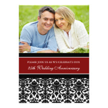 Red Black Photo 25th Anniversary Party Invitation