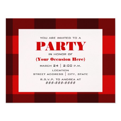 Red & Black Plaid Party Invitation