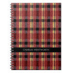 Red & Black Plaid Pattern Personalized Notebook