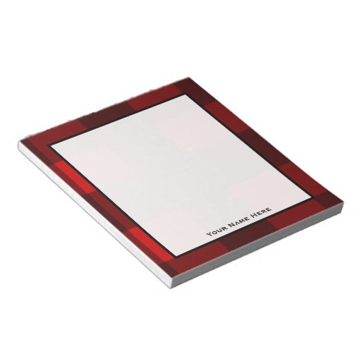 Red & Black Plaid Personalized Notepad