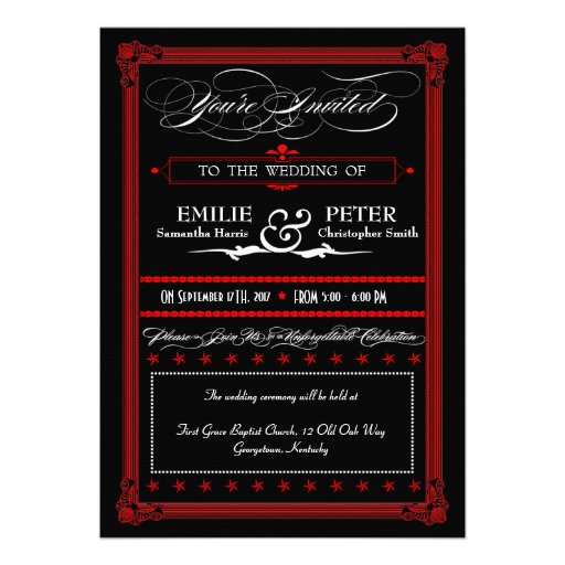 Red & Black Poster Style Wedding Invitations