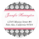 Red black preppy custom fancy return address label sticker