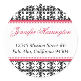 Red black preppy custom fancy return address label stickers