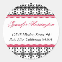 Red black preppy custom fancy return address label stickers