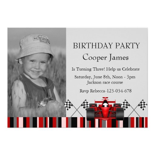 Red & Black Race Car Birthday Invite