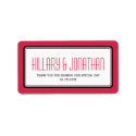 Red black rectangular frame wedding favor labels label