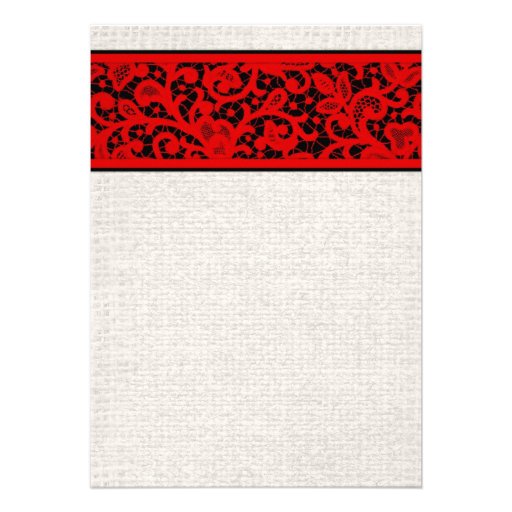 Red Black Rustic Country Burlap Wedding Invitation