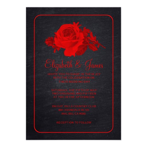Red Black Rustic Floral/Flower Wedding Invitations