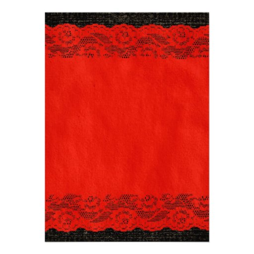 Red & Black Rustic Lace Wedding Invitations