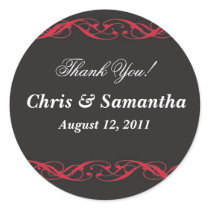 Red & Black Scroll Wedding Monogram Stickers stickers
