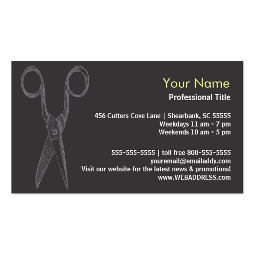 Red & Black Shears Bizcard Business Card Template (back side)