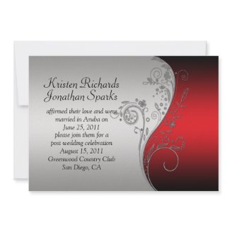 Red Black Silver Flower Post Wedding Celebration Personalized Invitation