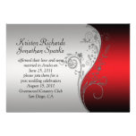Red Black Silver Flower Post Wedding Celebration Personalized Invitation